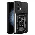 Хибриден гръб с кръгла стойка и слайдър за камера за Motorola Edge 50 Fusion 5G - черен