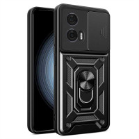Хибриден гръб с кръгла стойка и слайдър за камера за Motorola Edge 50 Fusion 5G - черен