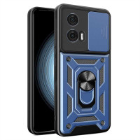 Хибриден гръб с кръгла стойка и слайдър за камера за Motorola Edge 50 Fusion 5G - тъмно син