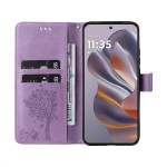 Калъф тип портмоне с дърво за Motorola Edge 50 Neo 5G - лилав - 1 Калъф тип портмоне с дърво за Motorola Edge 50 Neo 5G - лилав - 1