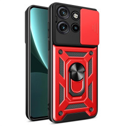 Хибриден гръб със стойка и слайдер за камера за Motorola Edge 50 Neo 5G - червен