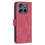 Кожен калъф тип портмоне марка BINFEN COLOR за Motorola Edge 50 Neo 5G - червен със сив триъгълник - 1 Кожен калъф тип портмоне марка BINFEN COLOR за Motorola Edge 50 Neo 5G - червен със сив триъгълник - 1