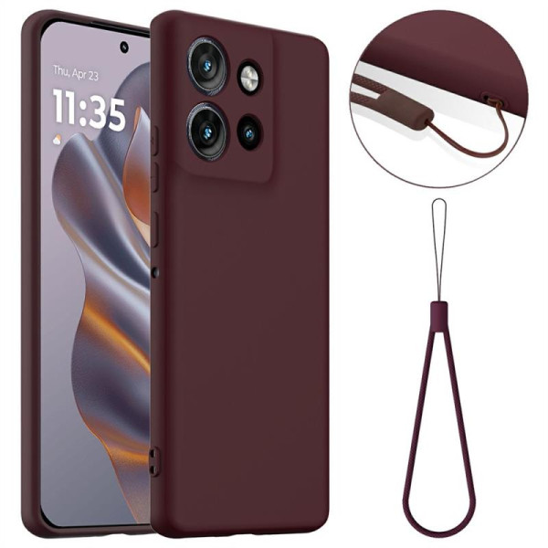 Силиконов гръб с верижка за Motorola Edge 50 Neo - винено червен