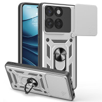 Хибриден гръб със стойка и слайдър за камера за Motorola Edge 60 5G/60 Fusion 5G - бял