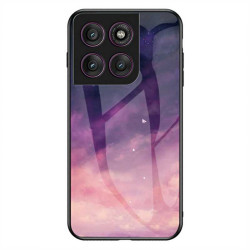 Силиконов кейс със стъклен гръб за Motorola Edge 60 Pro 5G - лилаво небе