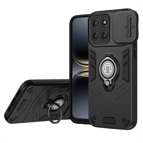 Хибриден гръб със стойка и слайдер за камера за Motorola Edge 60 Pro 5G - черен