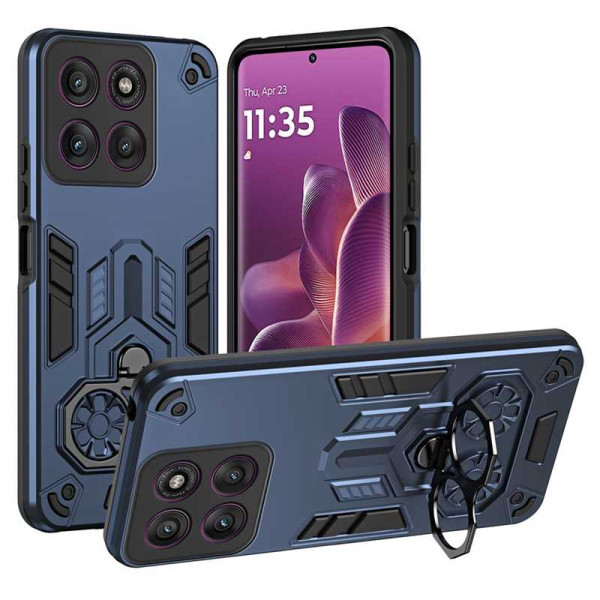 Хибриден гръб със стойка за Motorola Edge 60 Pro 5G - тъмно син