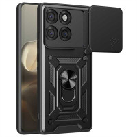 Хибриден гръб със стойка и слайдър за камера за Motorola Edge 60 Pro 5G - черен