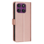 Кожен калъф тип портмоне марка BINFEN COLOR за Motorola Edge 60 Pro 5G - перлено розов - 2