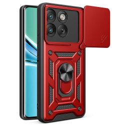 Хибриден гръб със стойка и слайдър за камера за Motorola Edge 70 5G - червен