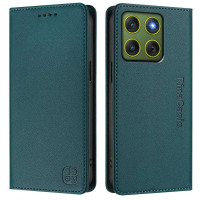 Кожен калъф тип портмоне марка RINACASIS за Motorola Edge 70 5G - тюркоазен