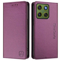 Кожен калъф тип портмоне марка RINACASIS за Motorola Edge 70 5G – лилав