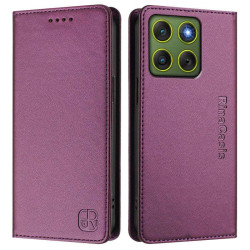 Кожен калъф тип портмоне марка RINACASIS за Motorola Edge 70 5G – лилав