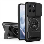 Хибриден гръб с кръгла стойка и слайдър за камера за Motorola Edge 70 Fusion 5G - черен