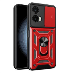 Хибриден гръб със стойка и слайдер за камера за Motorola G35 5G - червен