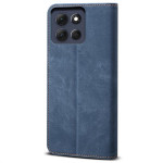 Калъф страничен флип от кожа и текстил за Motorola G86 5G - тъмно син - 1 Калъф страничен флип от кожа и текстил за Motorola G86 5G - тъмно син - 1