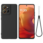 Силиконов гръб с верижка за Motorola G86 5G - черен