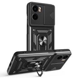 Хибриден гръб със стойка и слайдър за камера за Motorola Moto G05 - черен