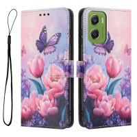 Калъф страничен флип за Motorola Moto G06 - цветя и пеперуда