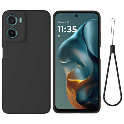 Силиконов гръб с верижка за Motorola Moto G06 - черен