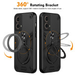Хибриден гръб с кръгла метална стойка за Motorola Moto G85 5G - черен - 0