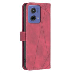 Кожен калъф тип портмоне марка BINFEN COLOR за Motorola Moto G85 5G - червен със сив триъгълник - 1 Кожен калъф тип портмоне марка BINFEN COLOR за Motorola Moto G85 5G - червен със сив триъгълник - 1