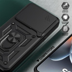 Хибриден гръб със стойка и слайдър за камера за Motorola Signature 5G - черен - 2