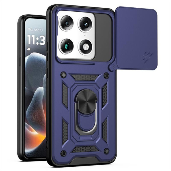 Хибриден гръб със стойка и слайдър за камера за Motorola Signature 5G - тъмно син