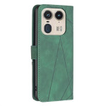 Кожен калъф тип портмоне марка BINFEN COLOR за Motorola Edge 50 Ultra 5G - зелен със сив триъгълник - 2 Кожен калъф тип портмоне марка BINFEN COLOR за Motorola Edge 50 Ultra 5G - зелен със сив триъгълник - 2