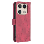 Кожен калъф тип портмоне марка BINFEN COLOR за Motorola Edge 50 Ultra 5G - червен със сив триъгълник - 2 Кожен калъф тип портмоне марка BINFEN COLOR за Motorola Edge 50 Ultra 5G - червен със сив триъгълник - 2