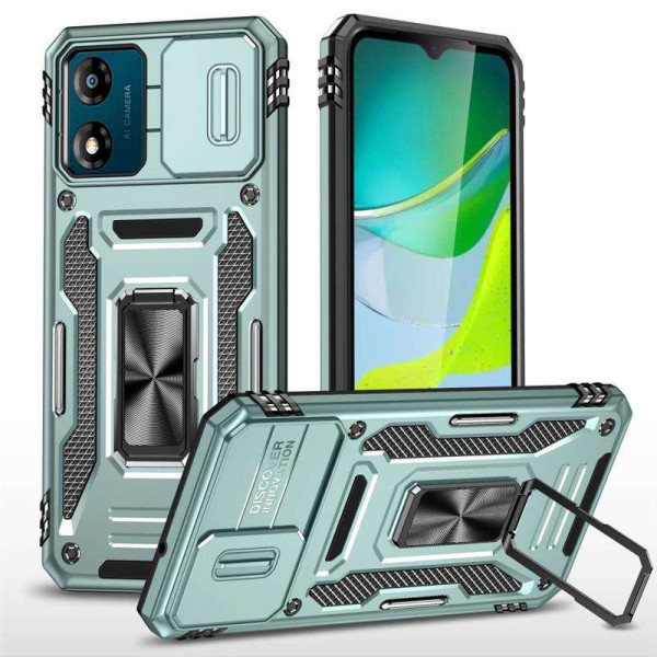 Хибриден гръб със стойка за Motorola E13 - зелен Хибриден гръб със стойка за Motorola E13 - зелен