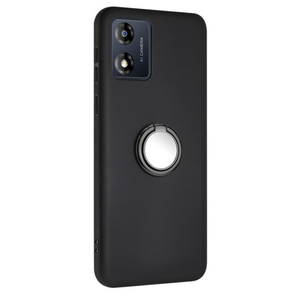 Силиконов гръб със стойка тип пръстен за Motorola E13 - черен Силиконов гръб със стойка тип пръстен за Motorola E13 - черен