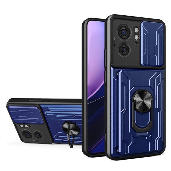 Хибриден гръб със стойка за Motorola Edge 40 5G - тъмно син