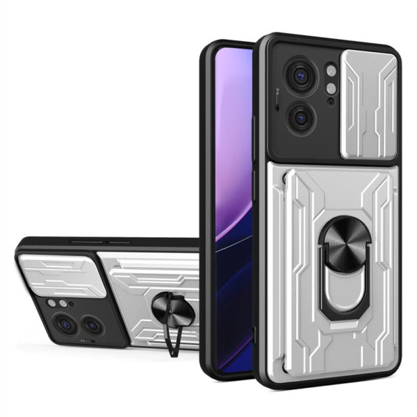 Хибриден гръб със стойка за Motorola Edge 40 5G - бял