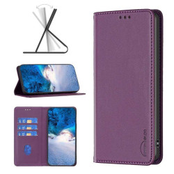 Кожен калъф тип портмоне марка BINFEN COLOR за Motorola Edge 40 5G - лилав