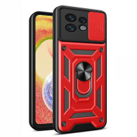 Хибриден гръб със стойка за Motorola Edge 40 Pro 5G - червен