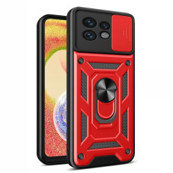 Хибриден гръб със стойка за Motorola Edge 40 Pro 5G - червен