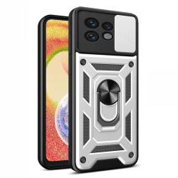 Хибриден гръб със стойка за Motorola Edge 40 Pro 5G - сребрист
