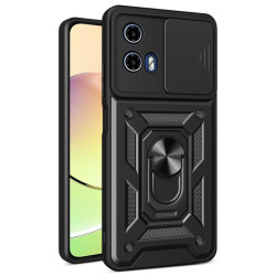 Хибриден гръб със стойка и слайдер за камера за Motorola Moto G04/G24 - черен