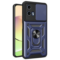 Хибриден гръб със стойка и слайдер за камера за Motorola Moto G04/G24 - тъмно син