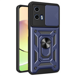 Хибриден гръб със стойка и слайдер за камера за Motorola Moto G04/G24 - тъмно син