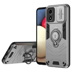 Хибриден гръб със стойка и слайдер за камера за Motorola Moto G04/G24 - сив