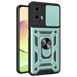 Хибриден гръб със стойка и слайдер за камера за Motorola Moto G04/G24 - зелен