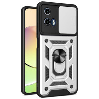 Хибриден гръб със стойка и слайдер за камера за Motorola Moto G04/G24 - бял