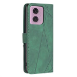 Кожен калъф тип портмоне марка BINFEN COLOR за Motorola Moto G04/G24/E14 - зелен със сив триъгълник - 1 Кожен калъф тип портмоне марка BINFEN COLOR за Motorola Moto G04/G24/E14 - зелен със сив триъгълник - 1