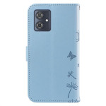 Кожен калъф тип портмоне с цветя за Motorola G54 5G - син - 2 Кожен калъф тип портмоне с цветя за Motorola G54 5G - син - 2