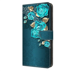 Калъф страничен флип за Motorola G54 5G - зелени цветя