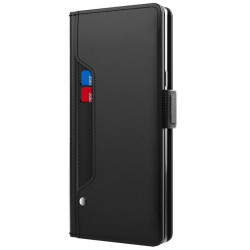 Калъф тип портмоне с магнитна закопчалка и огледалце за Motorola G54 5G - черен