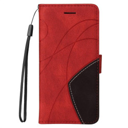 Кожен калъф тип портмоне с магнитно закопчаване за Motorola G54 5G - червен