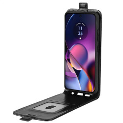 Кожен калъф flip за Motorola G54 5G - черен